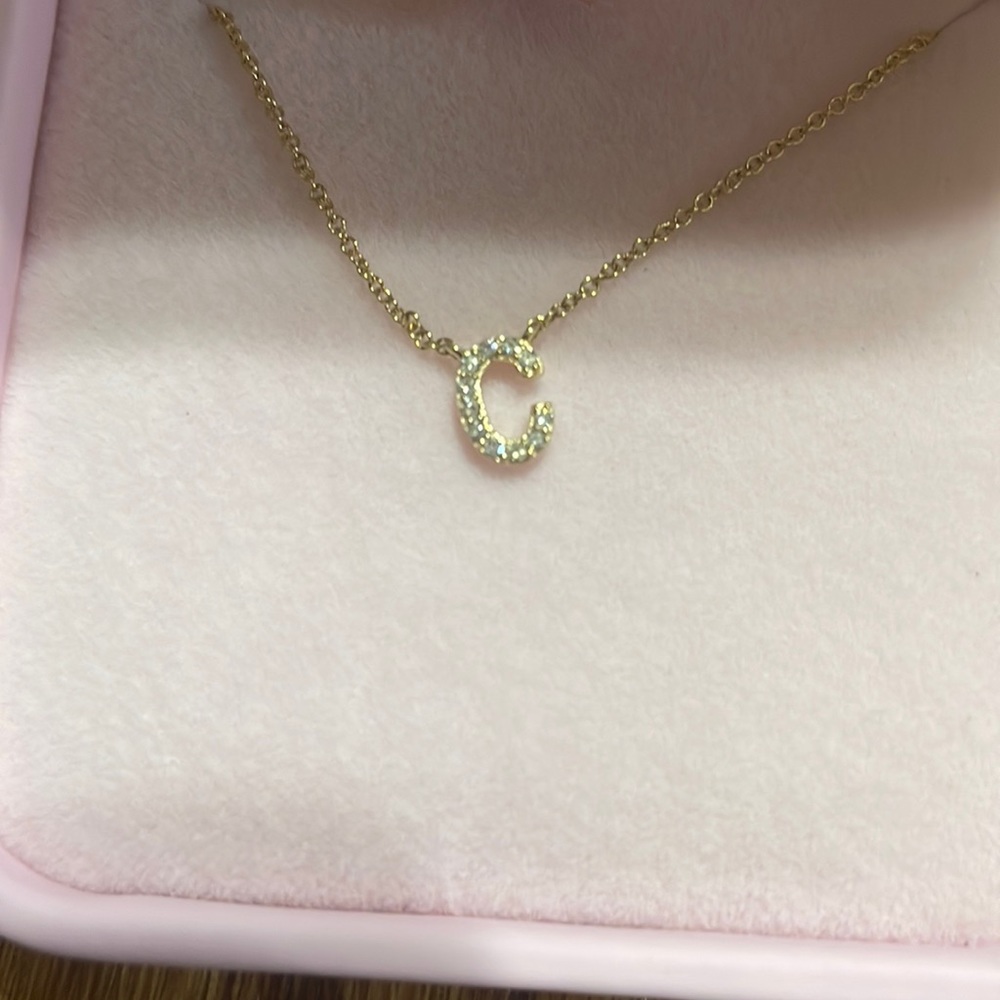 Happy Jewelers “C” Initial Diamond and Gold necklace